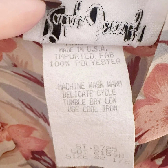 Vintage Lady Jennifer Ascot Bow Blouse Long Sleeve Floral Hawaiian - Picture 4 of 7